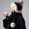 Осенне-зимняя шапка женская милая шапка бини с помпоном защита ушей теплая шапка
