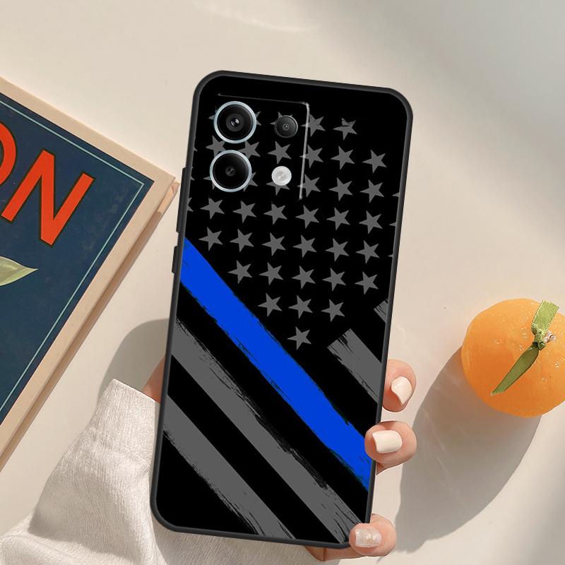 Полицейский флаг Тонкая синяя линия Чехол Для Xiaomi Redmi Note 14 Pro 9 10 11 12 13 Pro 10S 11S 12S Redmi 10C 12C 13C 14C