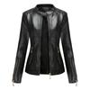 Fashion Women's Leather Jacket PU Leather Short Coat Stand Collar Jacket Women's Spring and Autumn Thin Leather Jacket