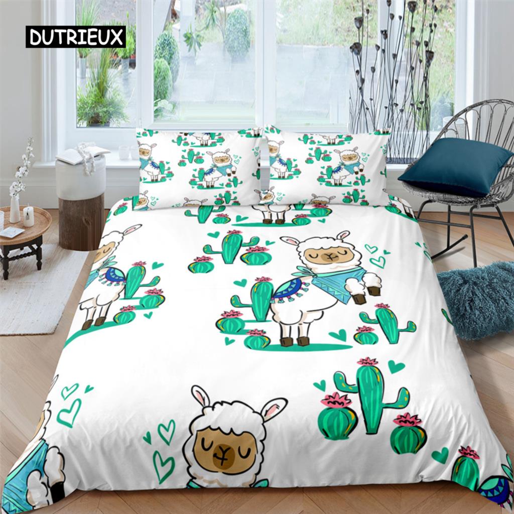 Скандинавский пододеяльник Кинг Квин Без простыни Мультяшный животный постельный комплект Детское одеяло 2/3 шт. Полиэстер Чехол для одеяла