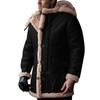 Men'S Artificial Lined Cashmere Hooded Jacket Men'S Retro Long Suede Jacket Coat