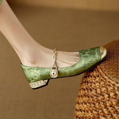 Ретро Мэри Джейн китайская обувь Гуофэн 2025 осень новая неглубокий вырез квадратный носок одинарные туфли универсальные толстый каблук женская обувь