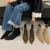 2025 New Korean Version of Elastic Suede Kitten and Thin Boots~ Temperament Pointed Sleeve Thin Heel Middle Heel Fashion Boots