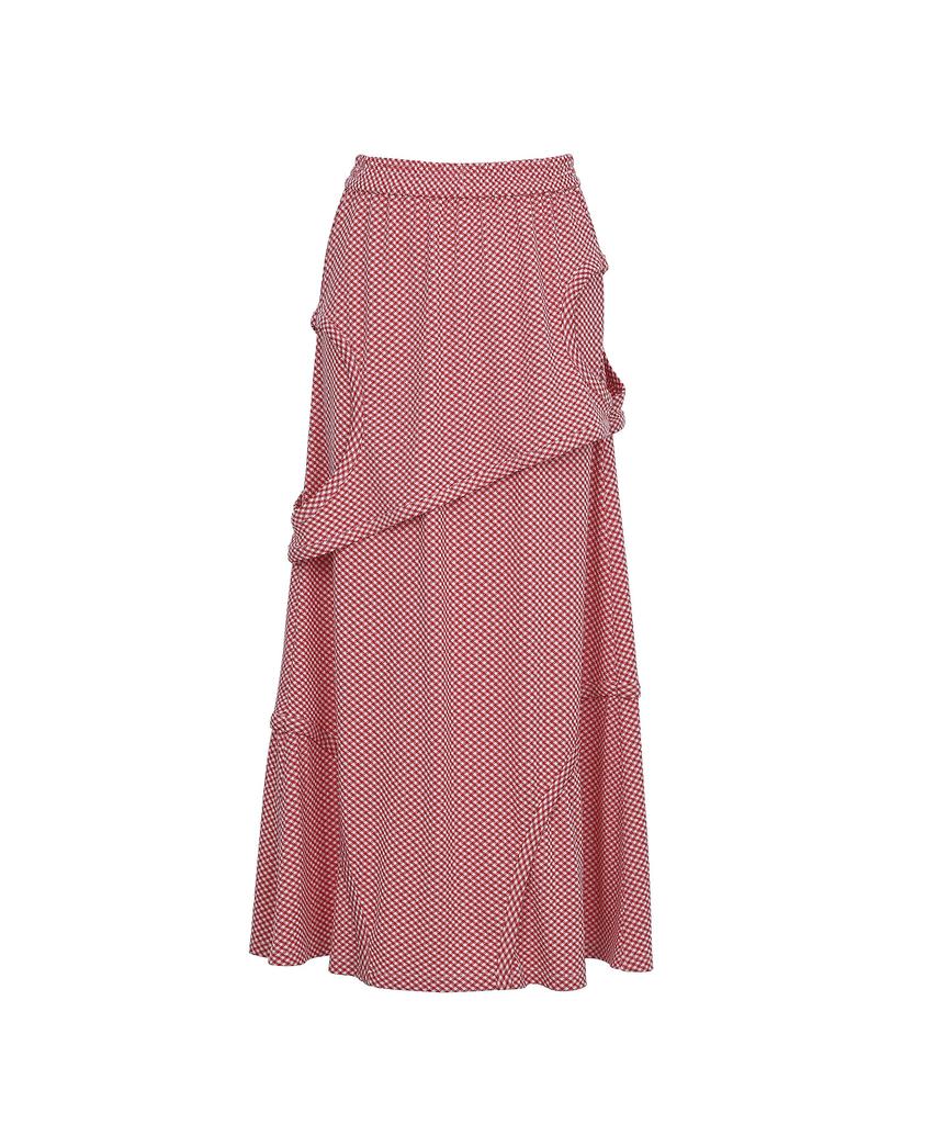 Bimuet Cutout Detail Elastic Skirt Red Check