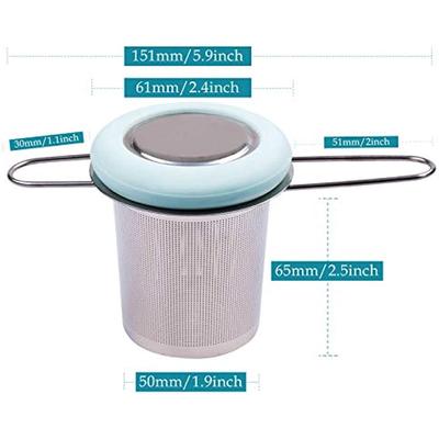 Заварник для чая из нержавеющей стали со складной ручкой-супертонкий сетчатый чайный фильтр с крышкой для чая в больших количествах (Светло-синий)