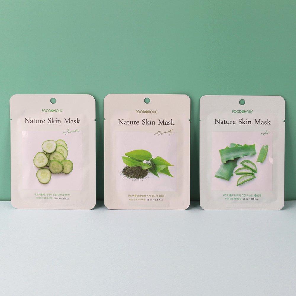 (30 Sheets) Nature Skin Soothing Mask Pack (cucumber, Aloe, Green Tea)