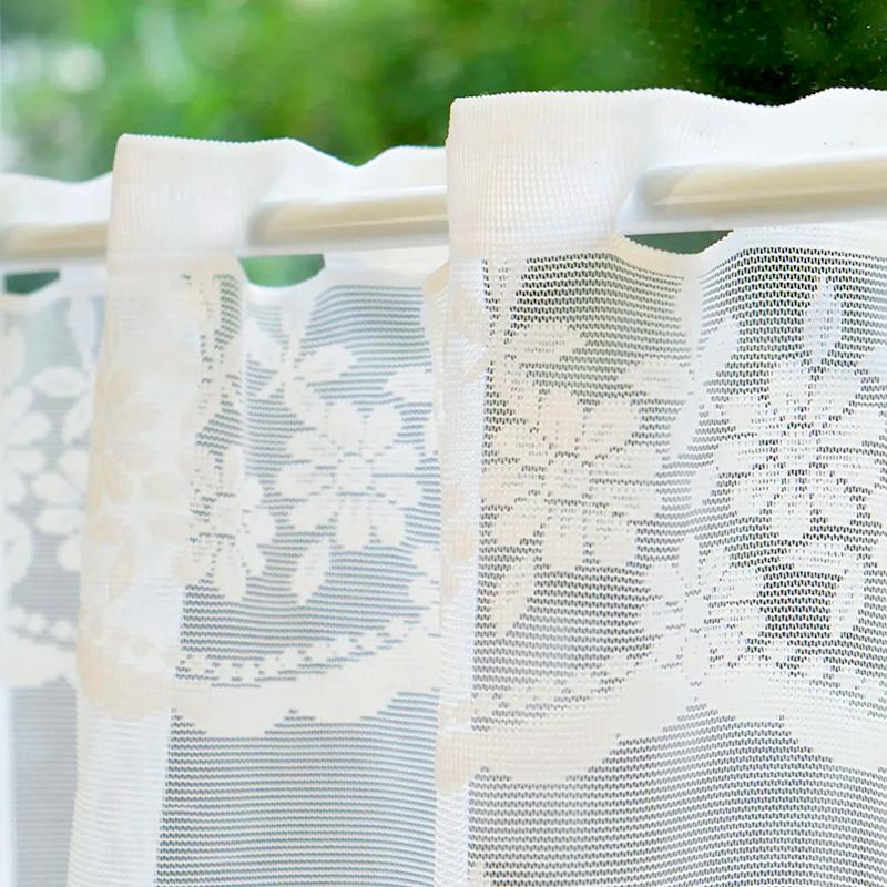 1 шт. прозрачные кружевные вышитые короткие шторы для карниза с карманом на верхнее окно, треугольная марля, домашний декор в деревенском стиле, жаккардовые цветы