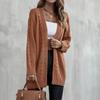 Модный женский длинный рукав вязаный и зимний кардиган свитер однотонное пальто