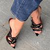 Fashion Roman Strap Slim High Heels Fashion Sandals 2024 New Women's Summer Sexy Pointed Metal Buckle Runway High Heel Sizes 35-45