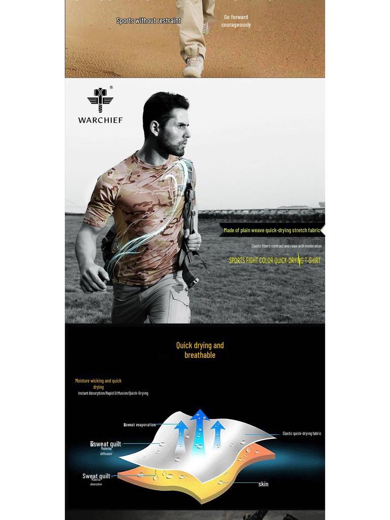 Футболка WARCHIEF быстросохнущая камуфляжная с коротким рукавом для активного отдыха