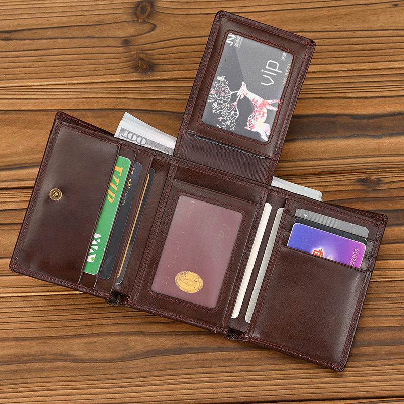 Кожаный короткий кошелек RFID со скидкой 20% Кожаный кошелек на молнии Кошелек для мелочи Мужской кожаный кошелек