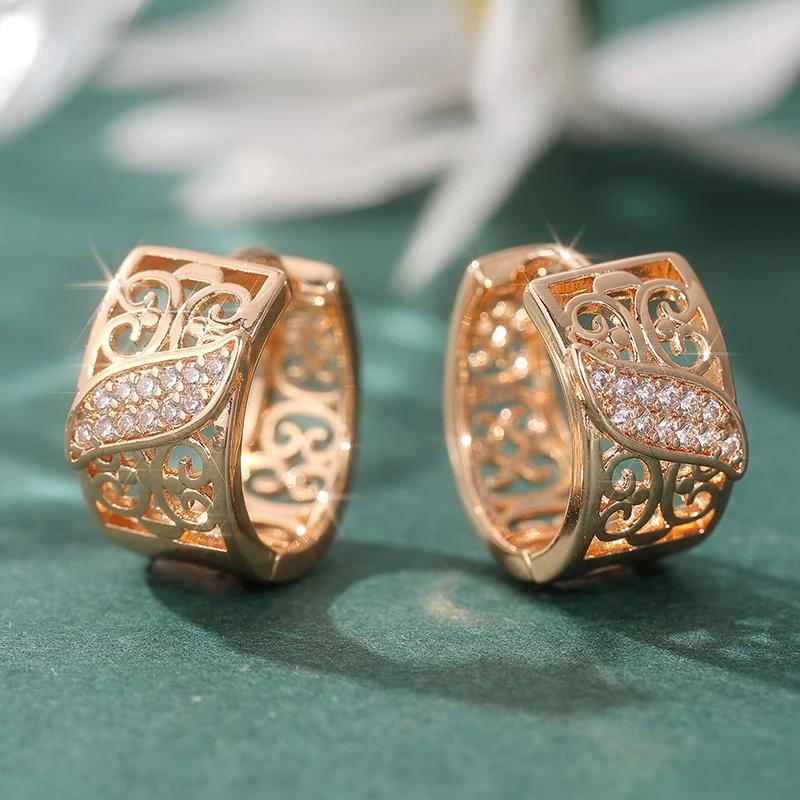 Роскошные полые серьги-кольца из синтетического циркона, ручной работы, для женщин, элегантные, изысканные, свадебные, праздничные, аксессуары, изделия ручной работы