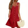 Women's Summer Dress Sleeveless Spring Solid Color Sundress With Pockets
