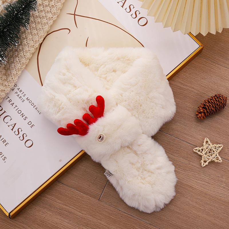 Рождественская атмосфера красный лось рог плюшевый шарф утолщенный шарф женский зимний универсальный студенческий теплый