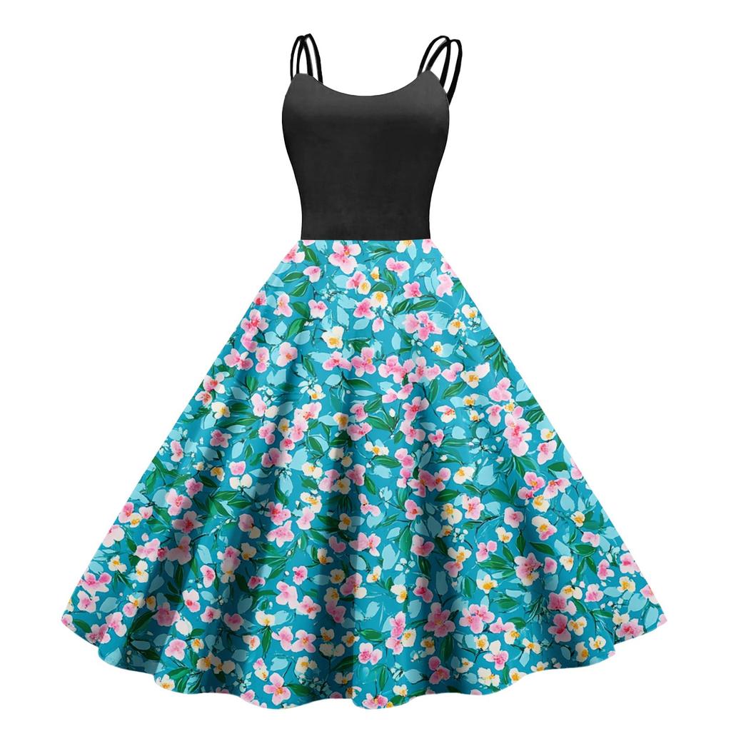 Women's Casual Fashion Print Sexy Off Shoulder Punk Retro Dress Retro Dress Dress