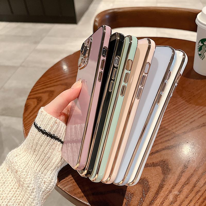 Роскошный чехол из мягкого силикона с гальваническим покрытием для iPhone 15 14 11 12 13 Pro Max Mini Plus, противоскользящий, модный, защитный, противоударный