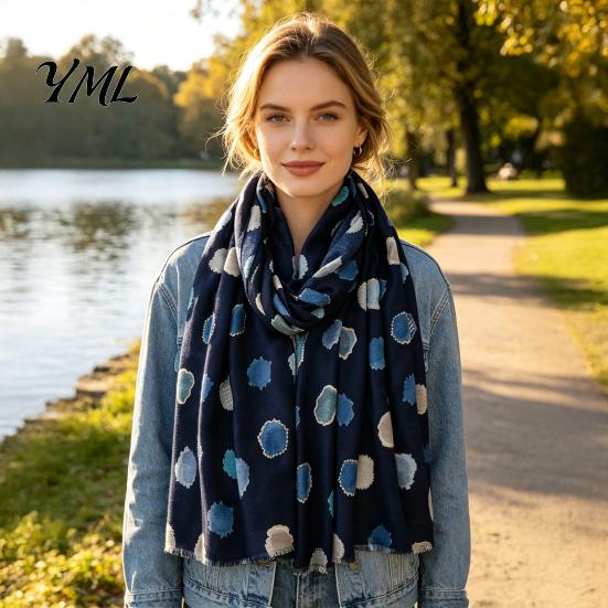 Soft Skin-friendly Scarves Polka Dot Silk Scarf for Women, Lightweight Tassel Shawl, Elegant Breathable Shawl Wrap Spring Summer Autumn Winter,