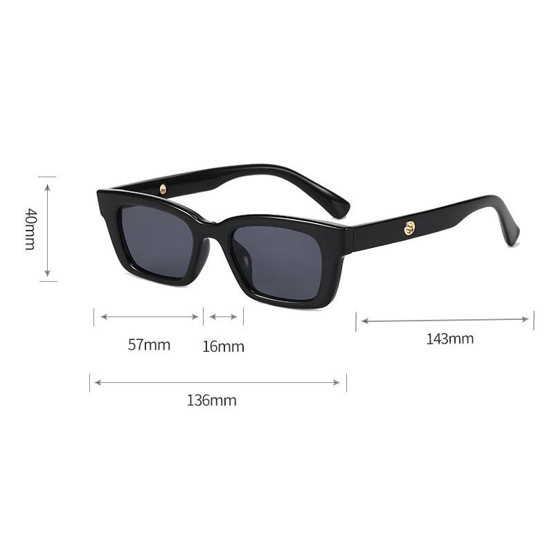 Xiaomi Women Y2K Small Rectangle UV400 Sunglasses Gold Metal Rivet Decor Retro Narrow Frame Fashion Outdoor Beach Driving Shades