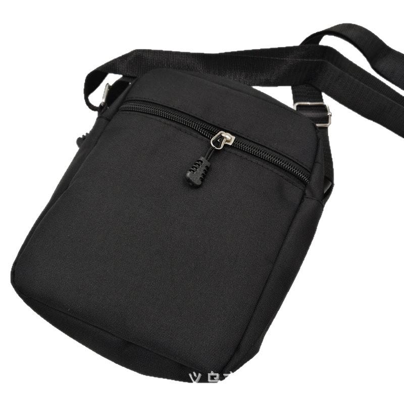 Men's Crossbody Messenger Bag - Oxford Cloth, Logo Print, Phone Holder, Mini Shoulder Bag