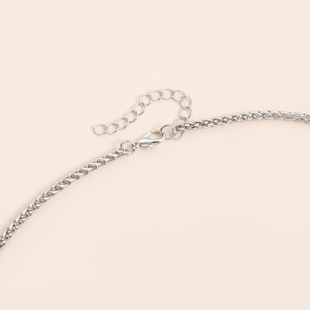 Y-shaped Square Necklace Geometric Punk Style Necklace Gifts Grey Glass Pendant  for Women
