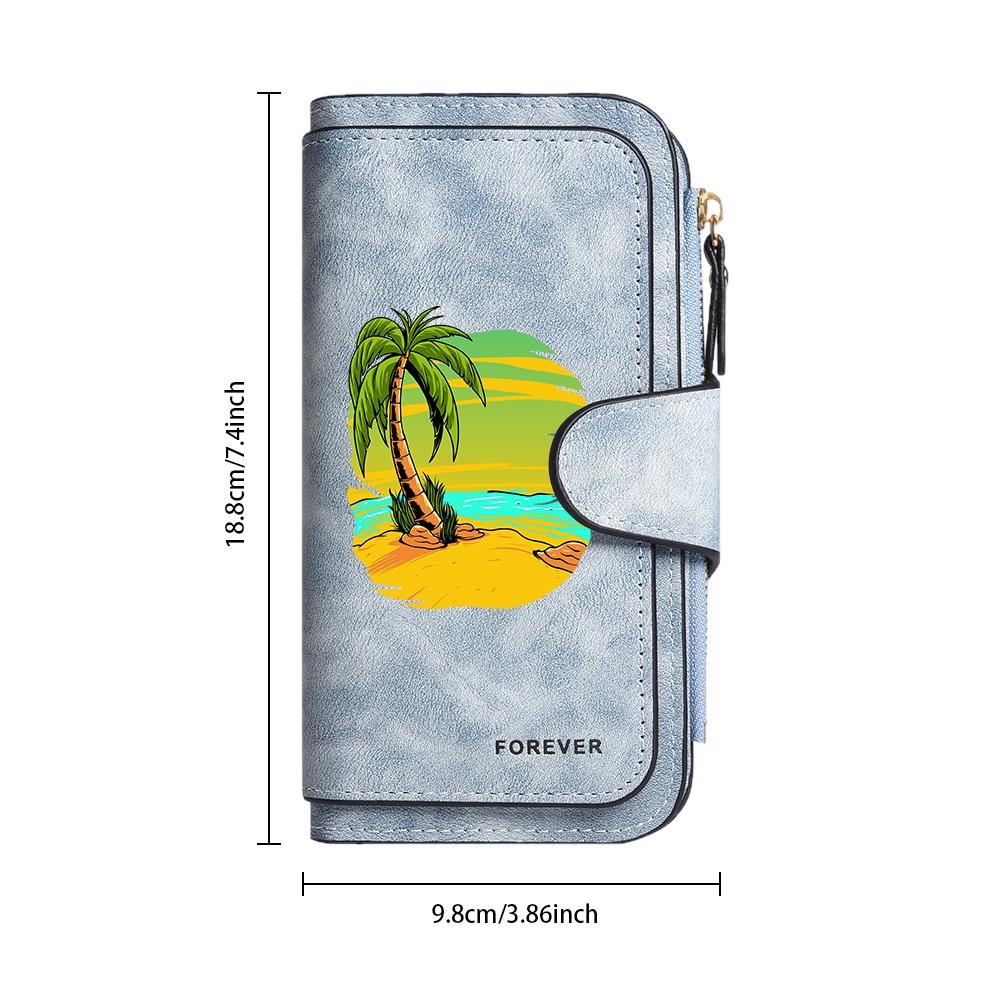 Tropical Palm Print Long Wallet Casual Card Holder Portable Purse