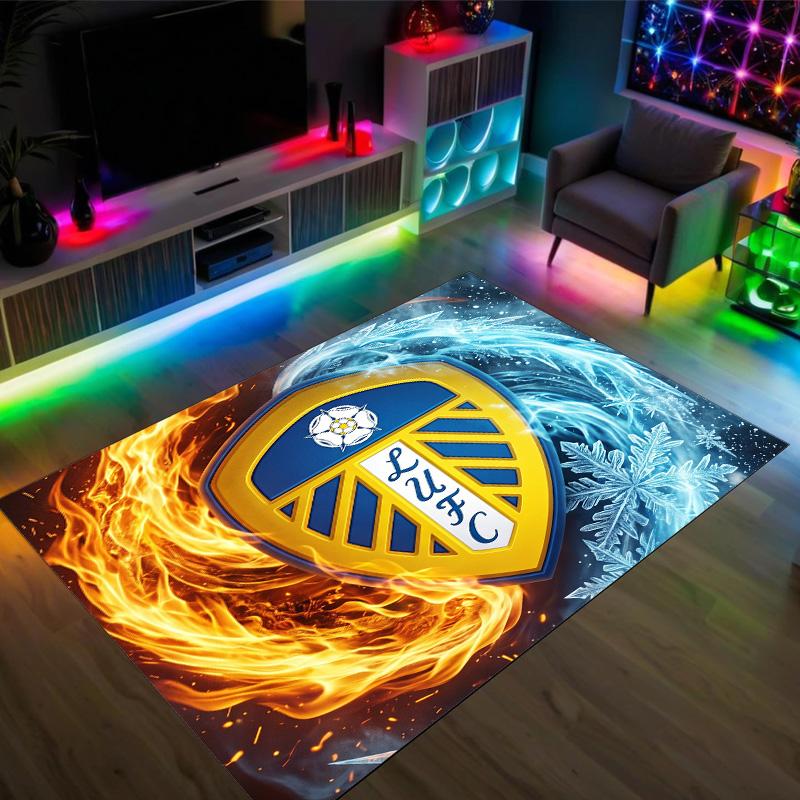 Футбольный дизайн Leeds United Хрустальный бархатный ковер Уютный Не?Нескользящий ковер с принтом для спальни, гостиной, прихожей