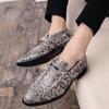Spring Men's Pointed Leather Shoes Foreign Trade Large Size Outdoor Casual Shoes Lazy Shoes Snake Pattern Trendy Shoes Popular Men's Shoes