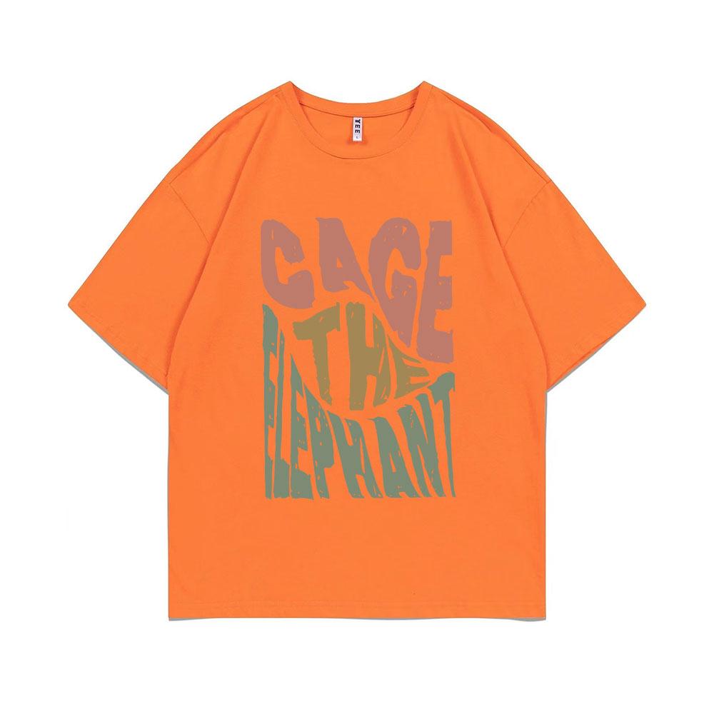 Limited Cage The Elephant Pritn Tshirt Short Sleeve Men Women Fashion Casual Oversized T-shirts Tops Men's Hip Hop Streetwear