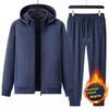 Male Tracktsuit Men Winter Thick Warm Fleece Suit Jacket+Sweatpants Two-Piece Set Men's Hoodies Sportwear