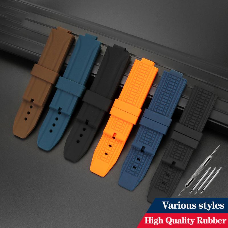 Rubber Watch Band for Tissot PRX Series Super Player T137.410 Strap Sports Waterproof Silicone Soft Bracelet Black Blue 24x12mm