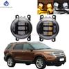 2PCS Car Fog Light Assembly LED Lens Fog Daytime Running Lamp DRL 12V For Ford Explorer 2011 2012 13 2014 2015