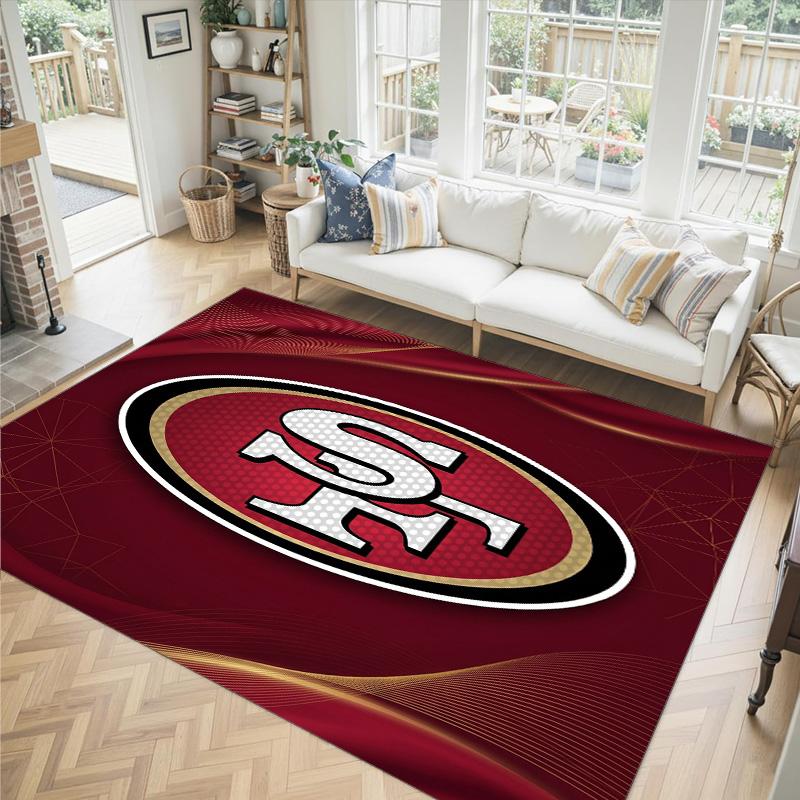 San Francisco 49ers Design Crystal Velvet Carpet Cozy Non?Slip Printed Rug For Bedroom Living Room Entrance