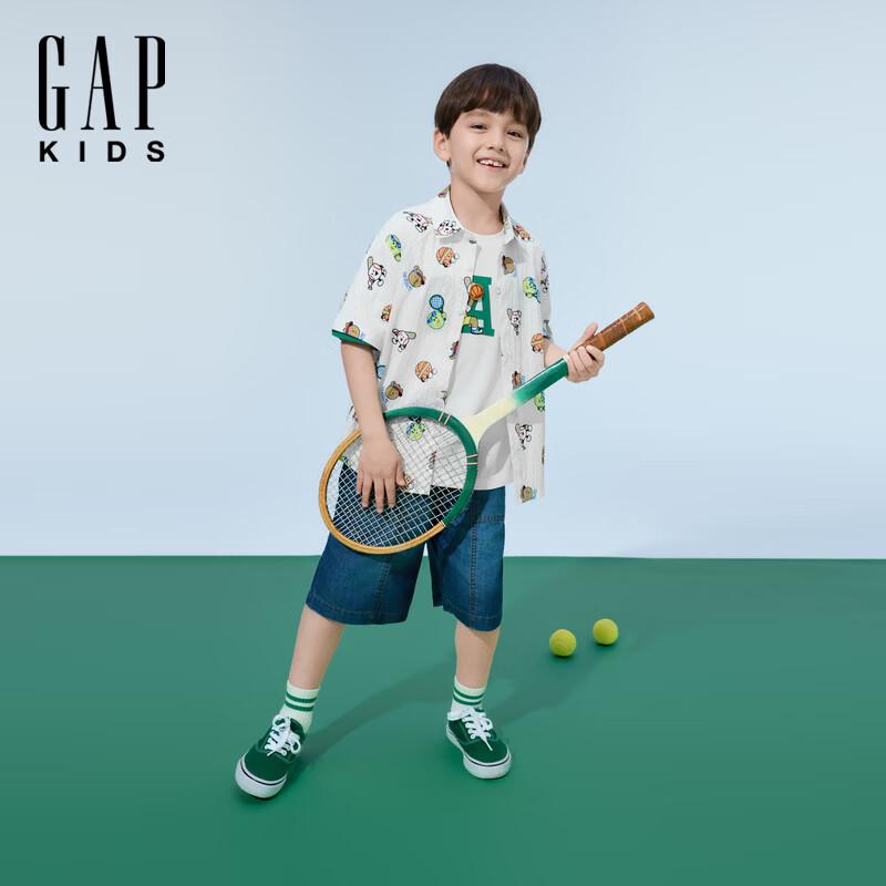 Gap Классические потертые джинсовые шорты для мальчиков с эластичным поясом
