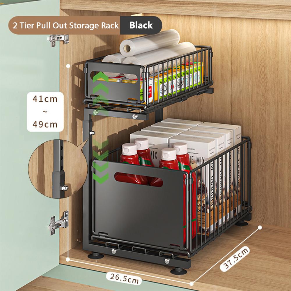 Kitchen Storage Rack Pull Out Cabinet Organizer Slide Drawer Storage Tray Seasoning Bottle Spice Storage Rack Kitchen Organizer