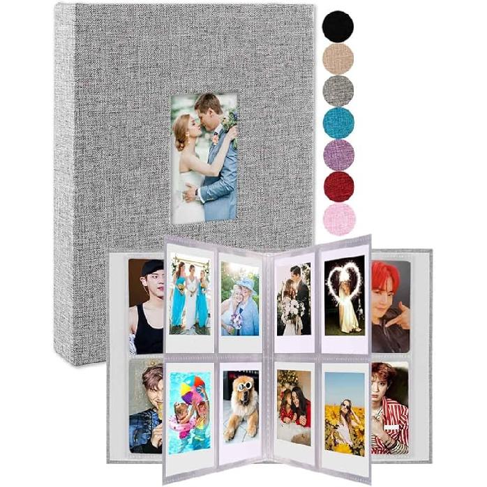 GPIRAL 2x3 Photo Album 208 Vertical Photos - Linen Front Window, Photo Album Compatible with Fujifilm tax Mini Film 7s 8+ 9 11, Polaroid Snap/PIC