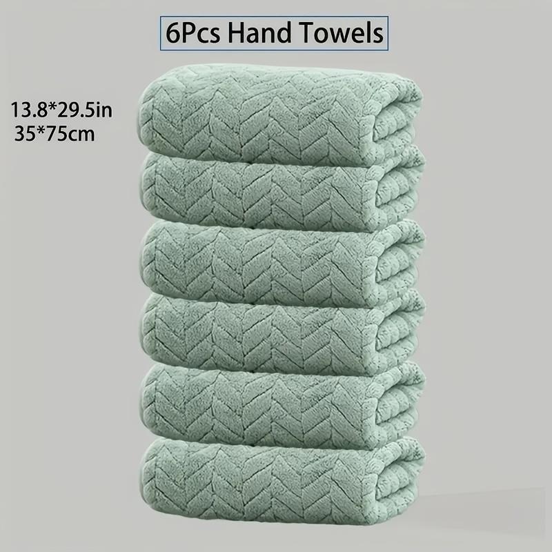 Набор из 6 полотенец из микрофибры с дизайном в виде пшеничного колоса - Мягкие, удобные и впитывающие для умывания, купания, спорта, фитнеса и сп