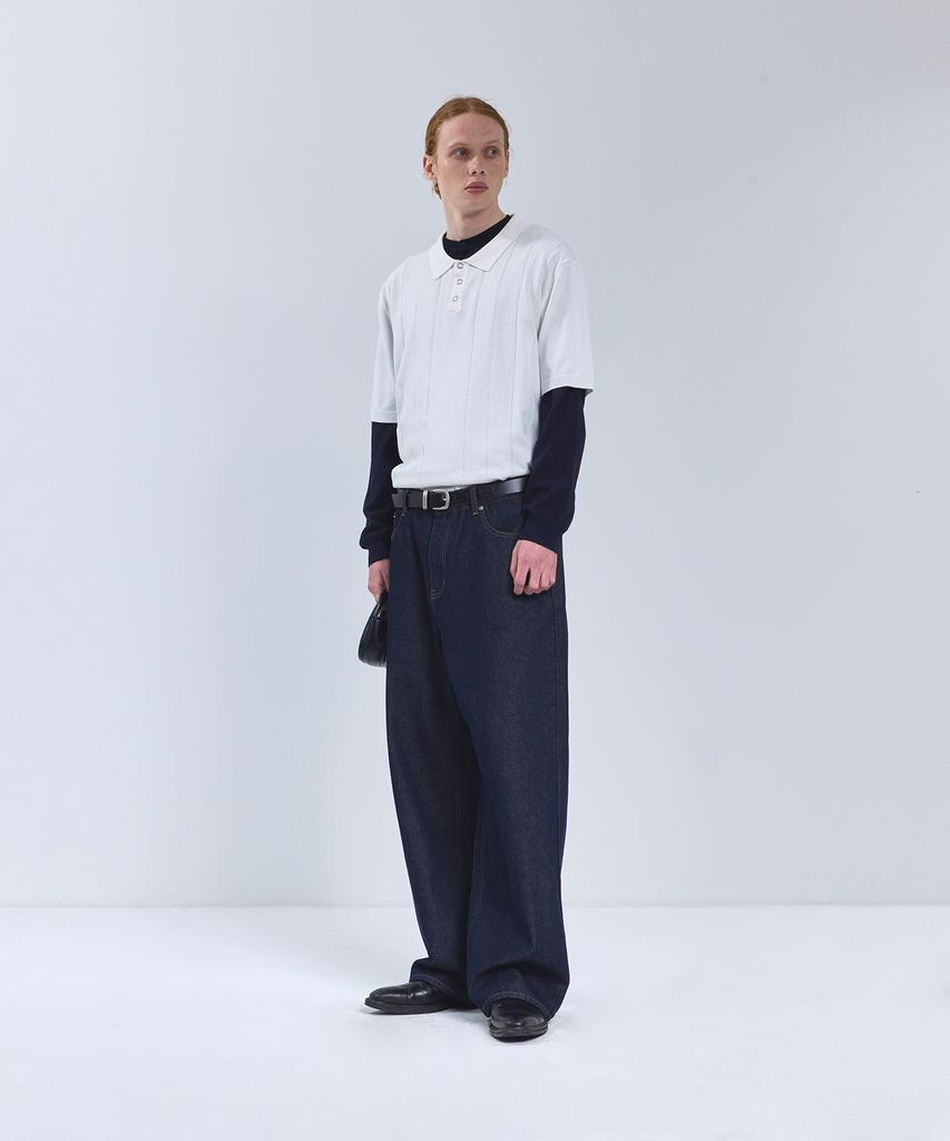 IRONYPORNO WHITELINE 86-Iro354 Multi-Stripe Snap Collar Short Sleeve Knit White