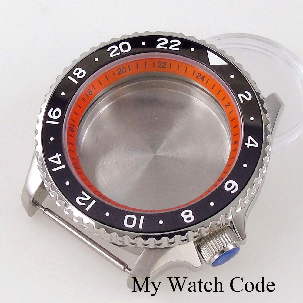 41mm SSKX001 GMT Watch Case for NH34 NH35 NH36 NH38 Movement Steel Diving Case for Watch Maker 24 Hours Chapter Ring 3.8 Crown