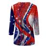 Летняя женская мода, повседневная рубашка с рукавом три четверти, пуловер с круглым вырезом и принтом в честь Дня независимости, топ, блузка