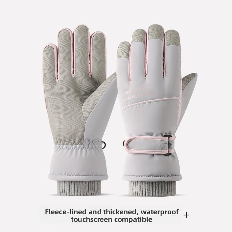 Зимние теплые перчатки для сноуборда и лыж, унисекс, нескользящие, с сенсорным экраном, водонепроницаемые, из ПУ кожи, для катания на велосипеде на открытом воздухе, флисовые, снежные перчатки