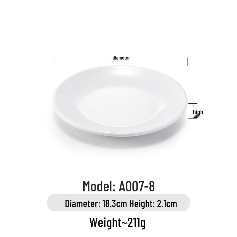 Commercial White Melamine Round Dinner Plate