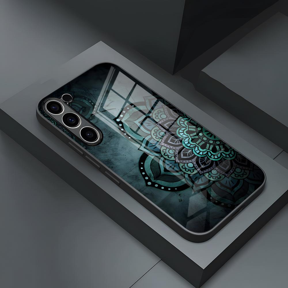 Индийский узор Мандала Чехол для телефона Для S23 Samsung S24 S25 Ultra S22 S20 Fe S21 Plus A54 A34 A53 A16 Стеклянная крышка