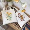Female Tote Aesthetics Shopping Bag Bouquet Women Canvas Shoulder Bag Eco Handbag Reusable Grocery High Capacity Shopper Bags