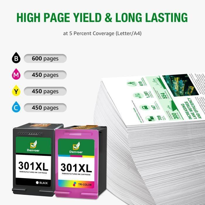301XL DENVOER 2 Compatible Ink Cartridge for HP 301 XL 301XL (CH563E + CH564E-N9J72AE) Hp DeskJet 2510 2540 2050 1510 1050 1512