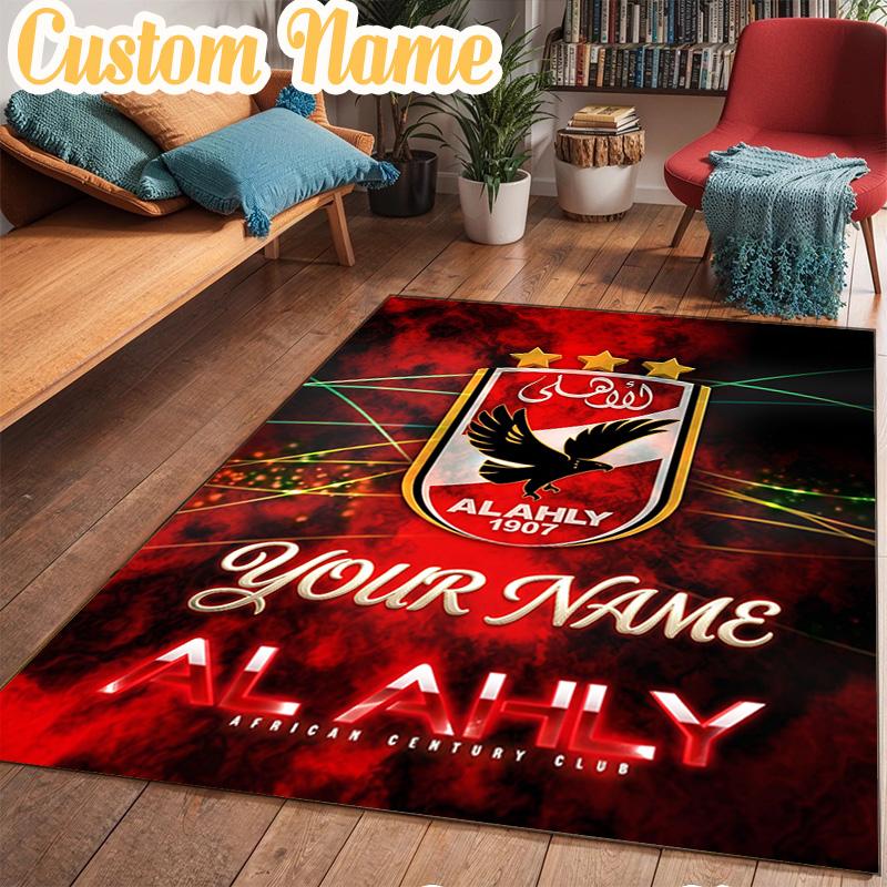 Custom Name Al Ahly Fc Crest Design Rug Office Rug Chair Mat Non Slip Carpet Rugs for Bedrooms Dining Room Living Room Home Decor gifts