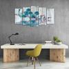 5шт деревенские цветы бирюзовая орхидея с необычными отражениями цветочные дзен картины современного искусства HD печать 5 панелей современная абстрактная стена