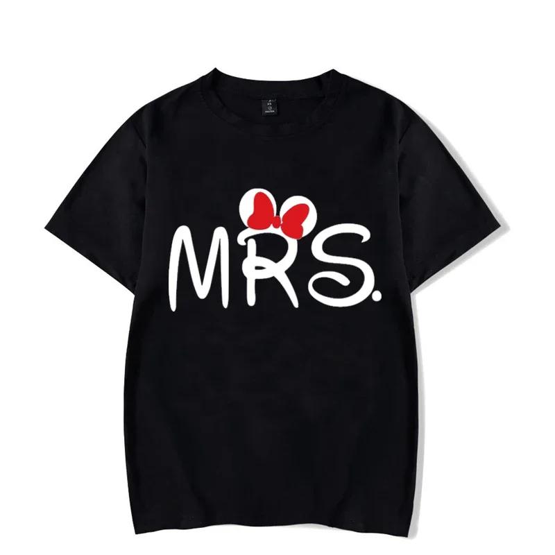 Mouse Cartoon MR MRS Print Couple TShirt Summer Short Sleeve Tee Shirt Letter Print T Fashion Casual Loose Lovers T Shirt Unisex