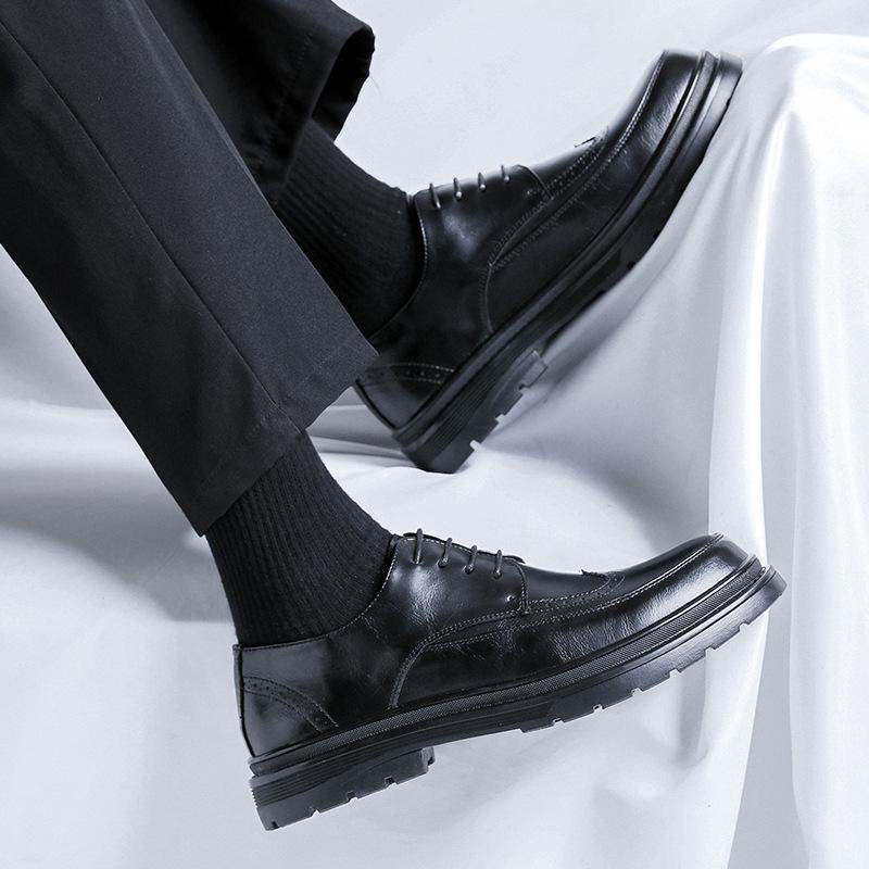 Men Fashion Wedding Party Dress Original Leather Shoes Lace-up Derby Shoe Black Brown Carved Brogue Sneakers Gentleman Footwear