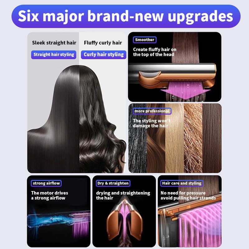 Выпрямитель для волос 2 В 1 Портативный для влажных и сухих волос Профессиональные инструменты для укладки волос Фен и выпрямитель
