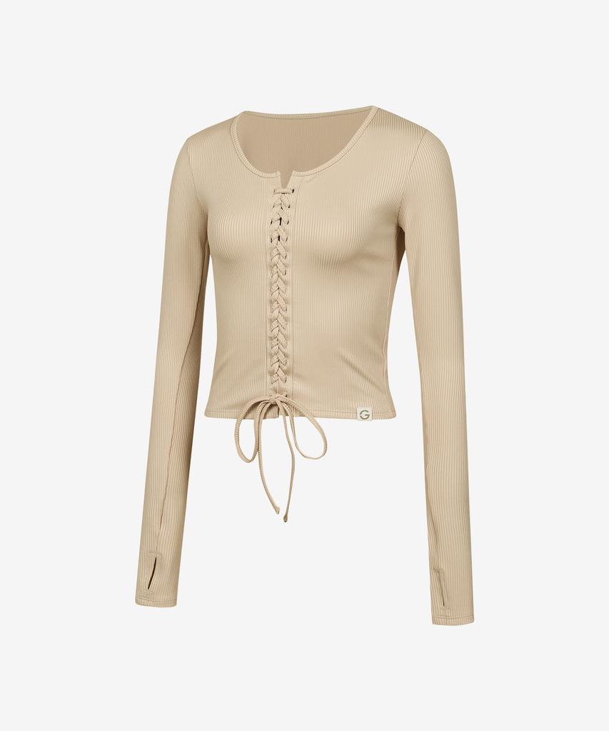 GRANDE LINE El-Touch Rib Corset Crop Long Sleeve_5 Colors